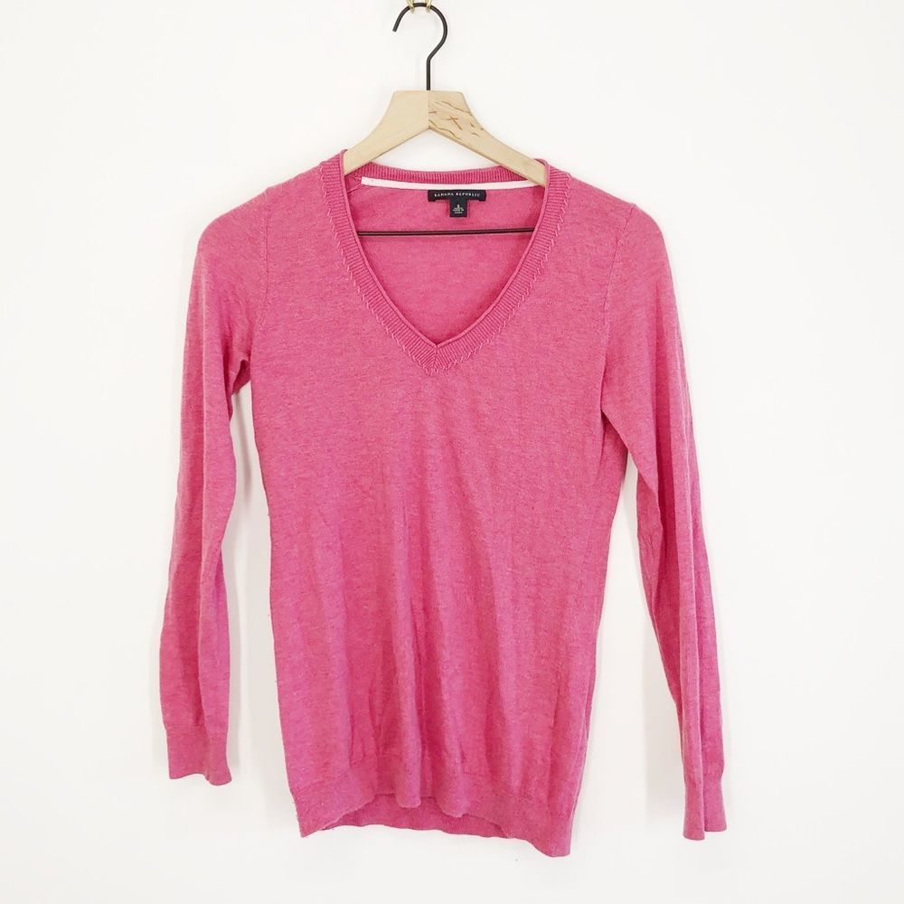 Banana Republic Silk Blend Whipstitch V-Neck